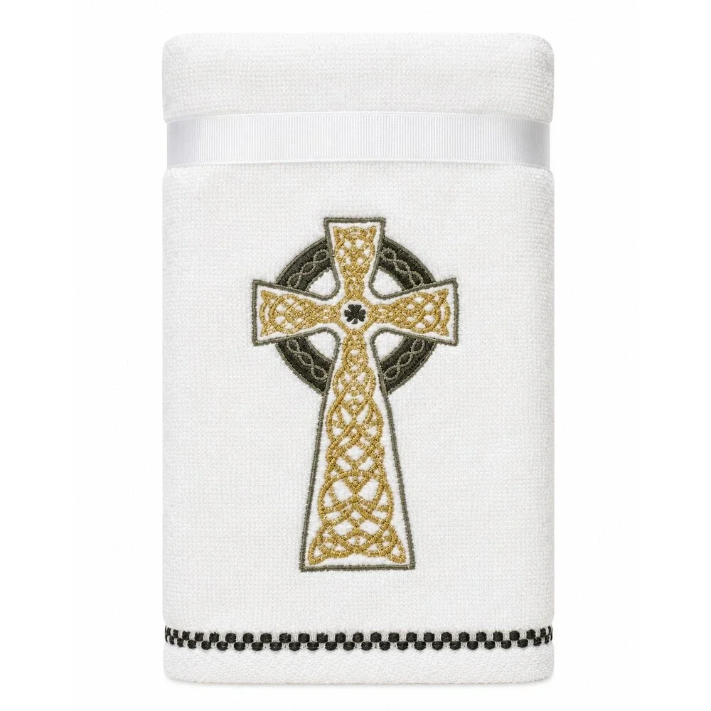 KassaDecor St Patrick's Day Hand Towels 2PK Celtic Cross Shamrock Embroidered